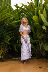 Lavender skirt with floral print - Ref. Ayia