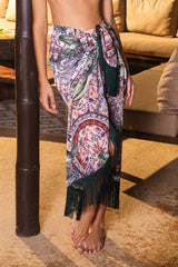 Pareo with dark rose boho print - Ref. Exuma